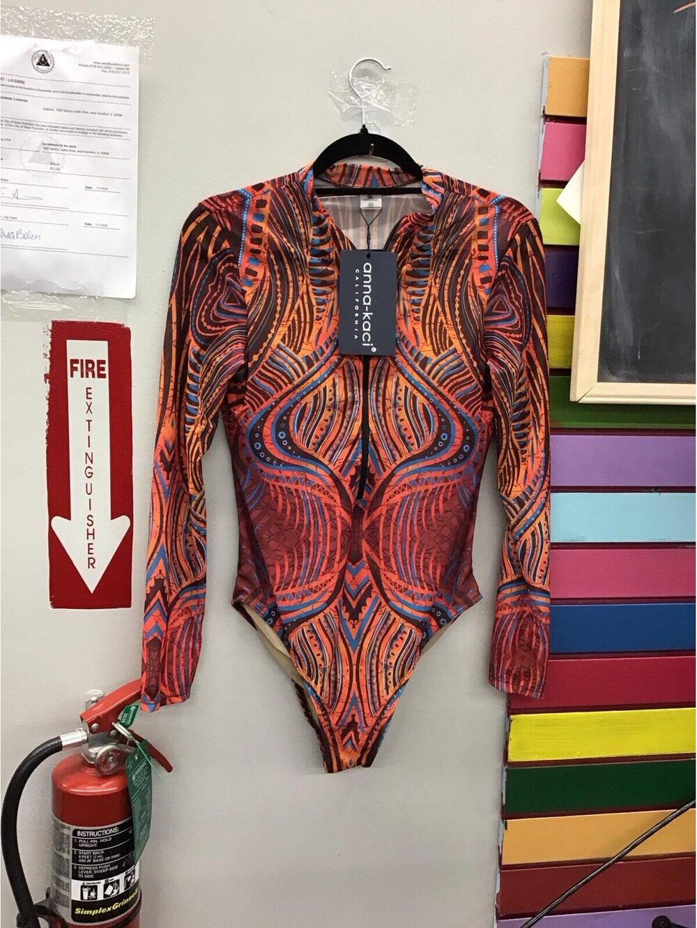 Anna Kaci one piece swimsuit bodysuit mesh with liner medium new JCPenney